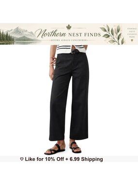 High Waisted Wide Leg Ankle Pants with Pockets